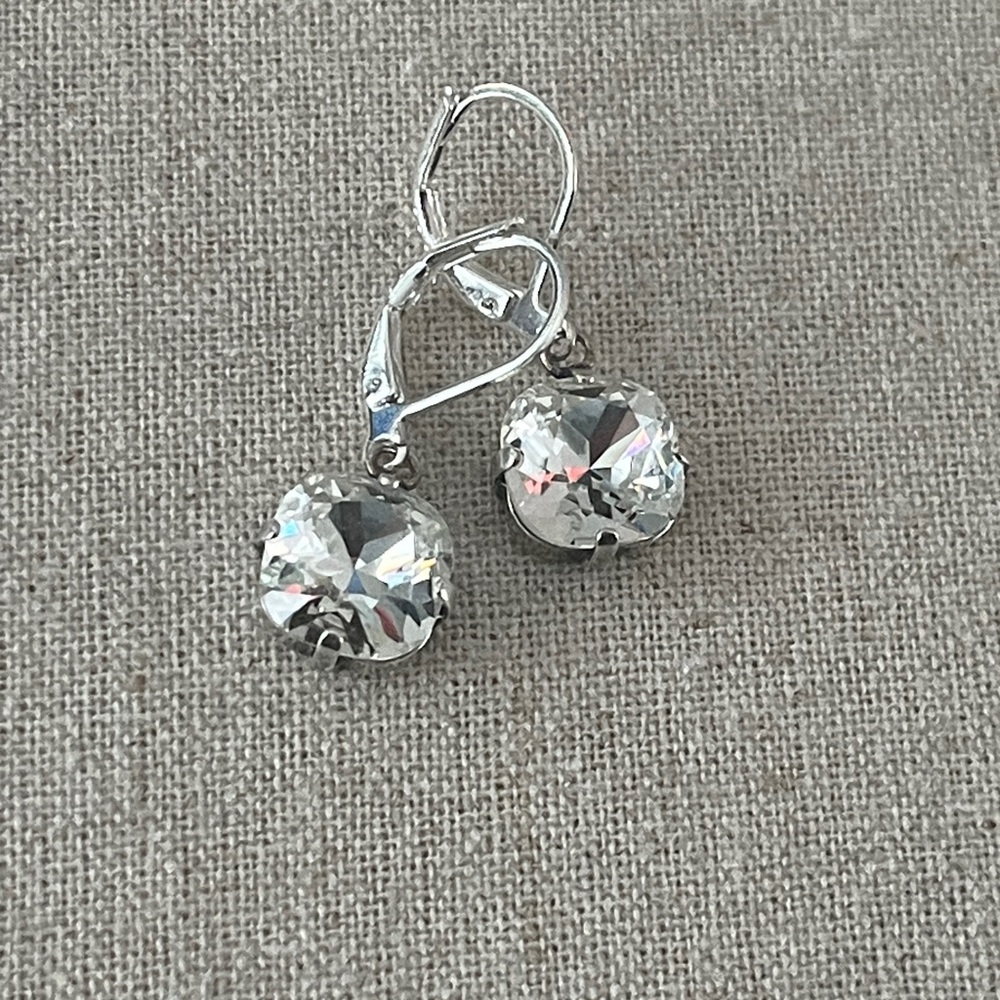 Swarovski Cushion Cut Earrings Sterling S…